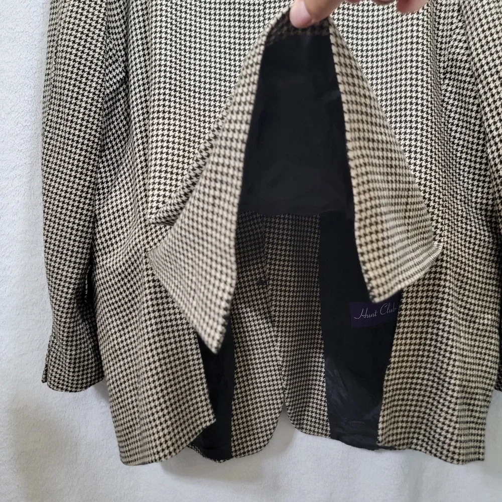Hunt Club Sport Coat Blazer Size‎ 46R Wool Silk Blend Houndstooth Tweed Preppy